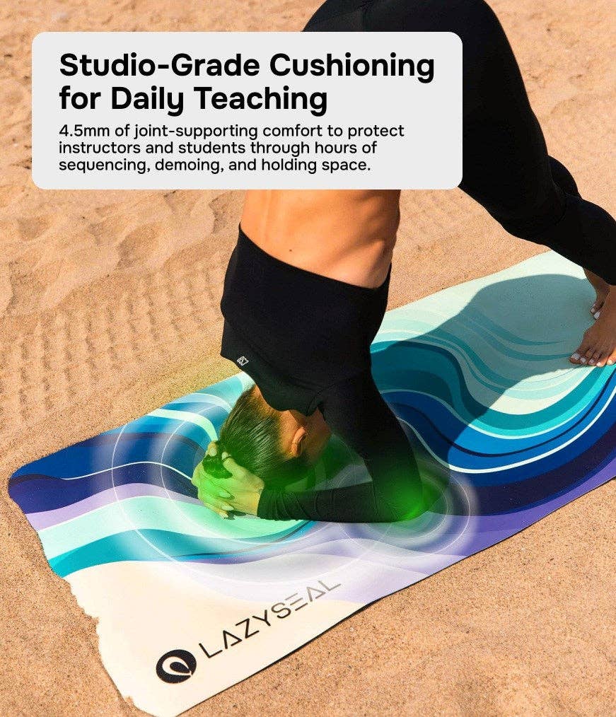 Sage green TeacherPro Designer Yoga Mat 4.5mm | Ocean Waves for wholesale on Faire2