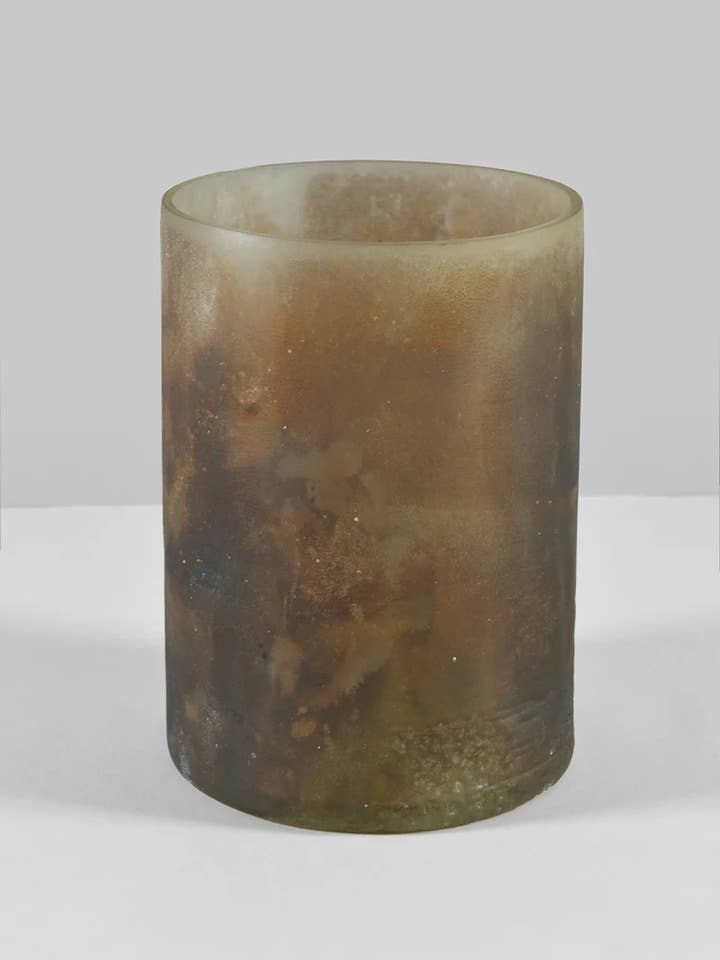 5.5in Tall Campagna Rust Frost Washed Artisan Glass Cylinder for wholesale by Jamali Garden