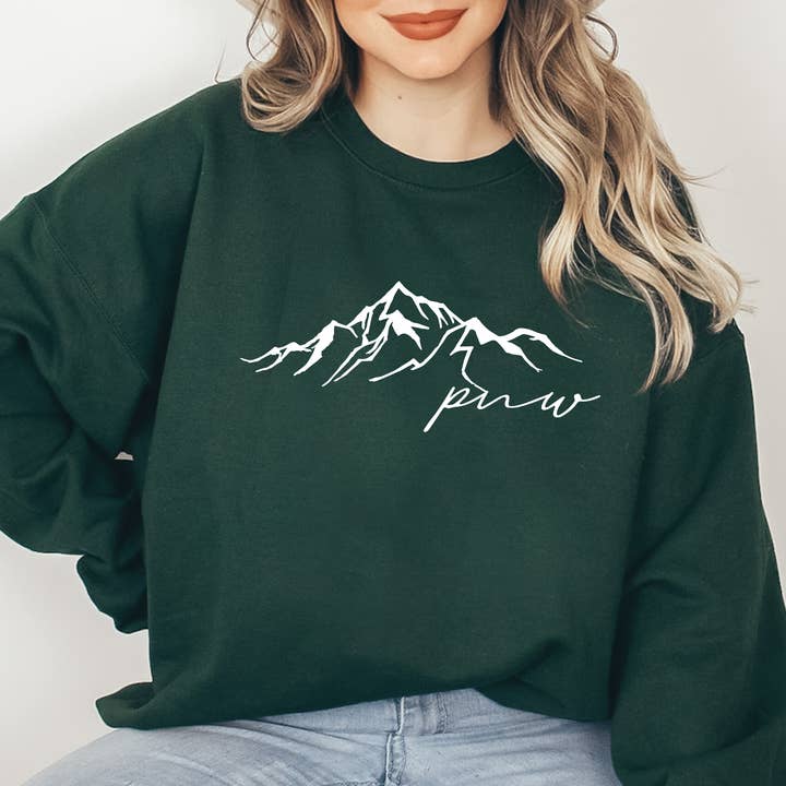 PNW Mountain Crewneck Sweatshirt for wholesale by Lush Design Co