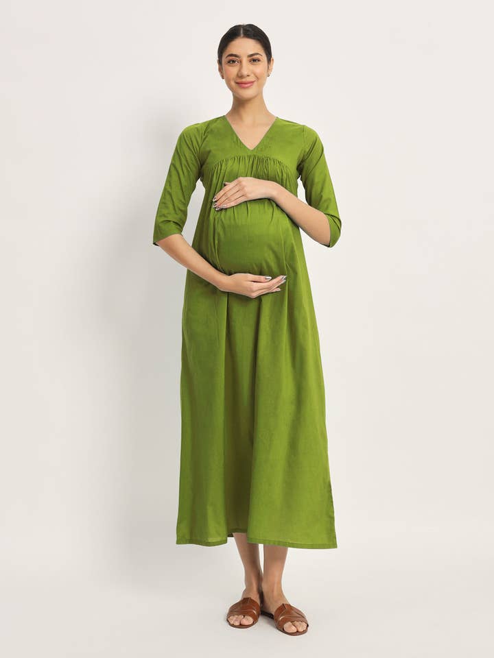 Salviagrön Bump Comfort Graviditets- och Amningsklänning för wholesale av Thevasa