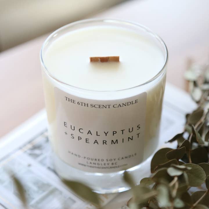 Eucalyptus + Spearmint Soy Candle for wholesale by The 6th Scent Candle