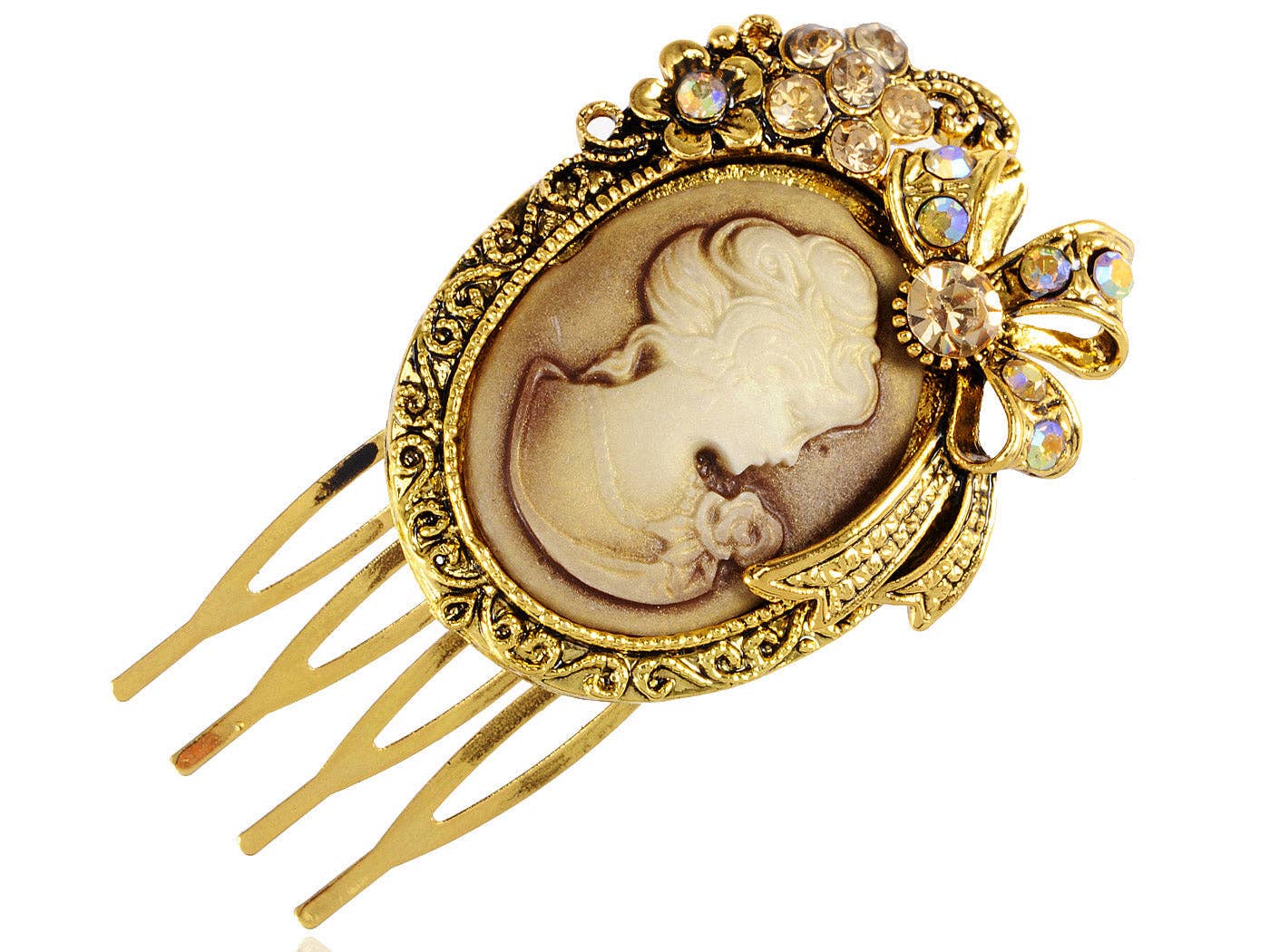 AK Brand - Wholesale Hair Pin - Gold Sculpted Lady Carved Intricate Single Hair Pin0
