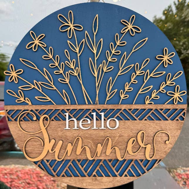 Bonjour Pendentif de Porte Fleur Sauvage d'Été 3D -P014158 pour la vente par Paisley Grace Makery