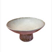 Frutero de borde plano, cuenco con pedestal con patas hecho a mano para venta al por mayor de M A N A ceramics