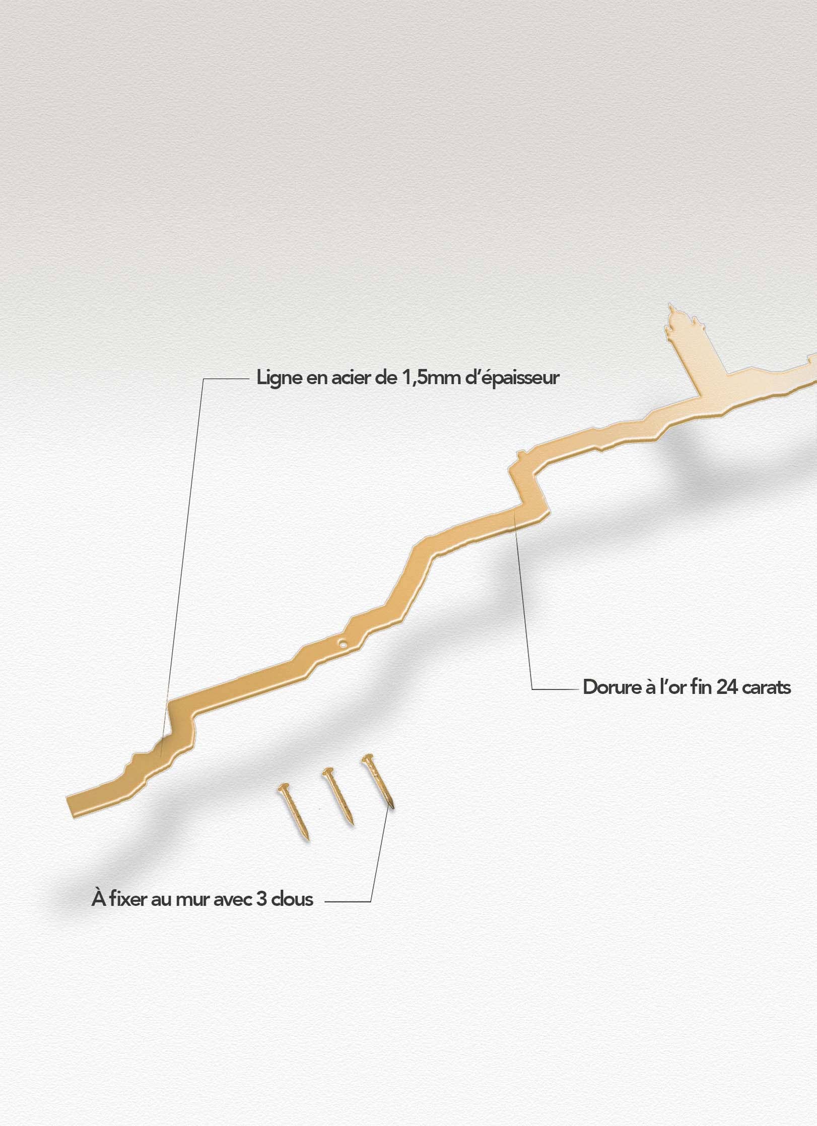 The Line - Wholesale Wall Accent - Wall Decor - Bastia Skyline - Gold (50cm)3