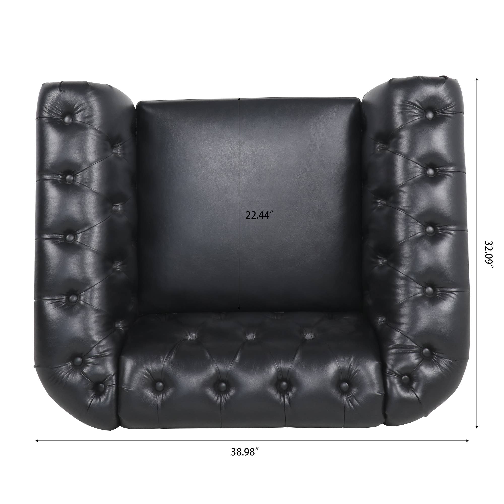 39F Inc. - Wholesale Chair - 84.65''BLACK PU Rolled Arm Chesterfield 3 Seater Sofa,6Color39