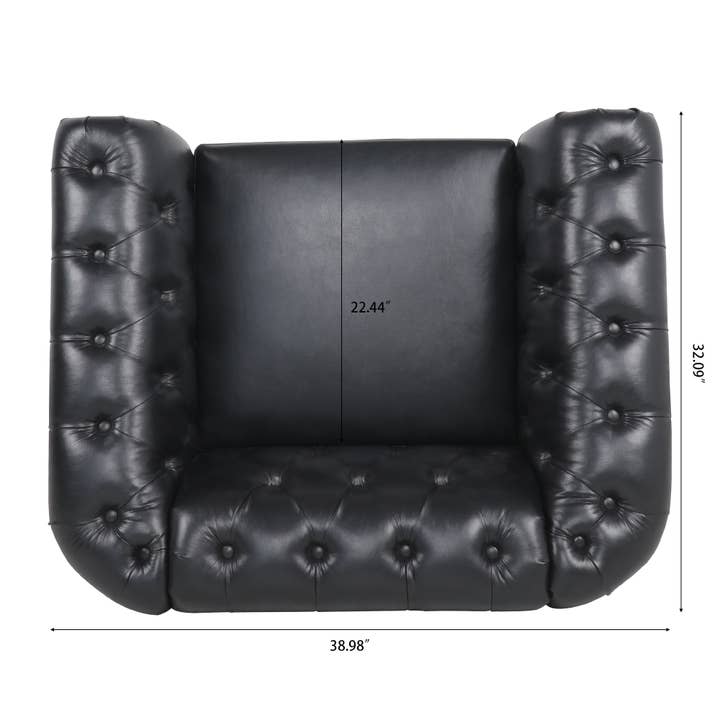 39F Inc. - Wholesale Chair - 84.65''BLACK PU Rolled Arm Chesterfield 3 Seater Sofa,6Color39