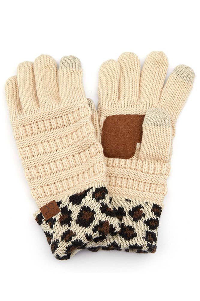 Hana – wholesale Gloves – Women's – C.C Leopard Knit Gloves0