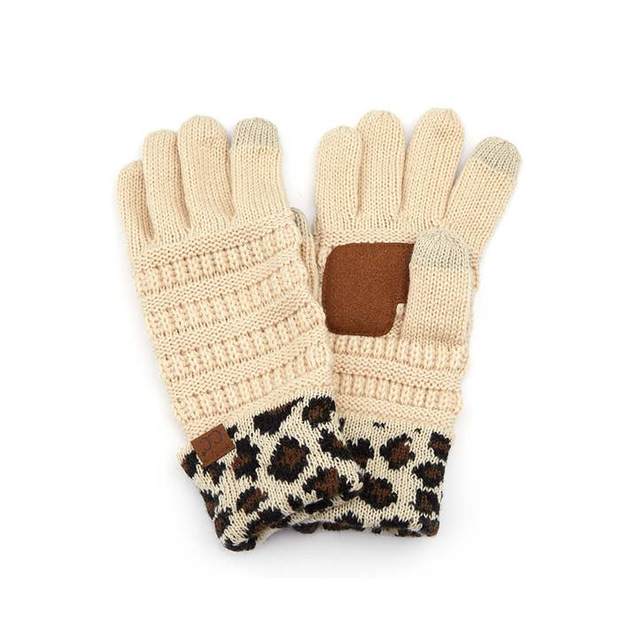 Hana – wholesale Gloves – Women's – C.C Leopard Knit Gloves