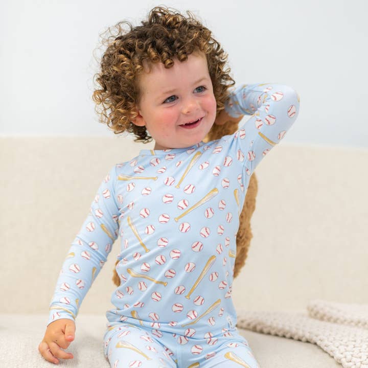 Pijama Big Kid - Little Slugger Azul para venta al por mayor de Sweet Bamboo