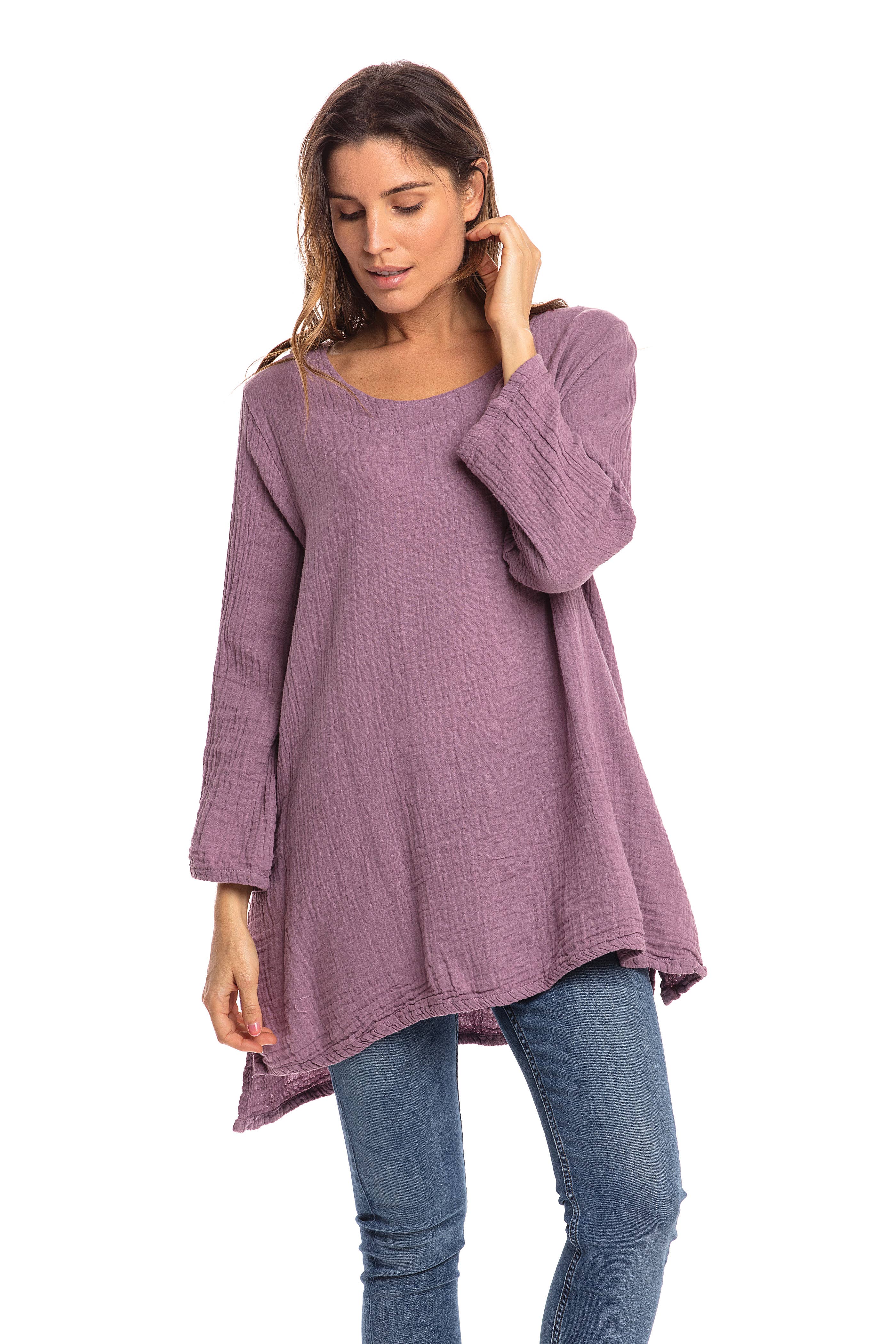 Nusantara Inc. - Wholesale Blouse - Women's - Thai Cotton Long Sleeve Tunic-03477 (S/M, L/X, XXL)12
