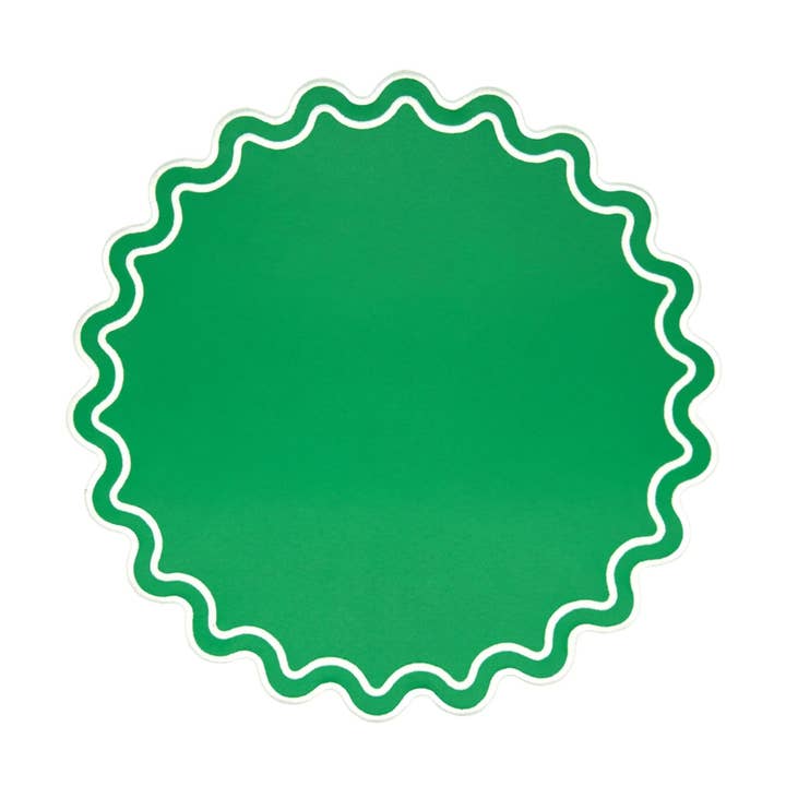 SOLACE GREEN & WHITE SCALLOPED FAUX LEATHER PLACEMAT for wholesale by Erin Donahue Tice