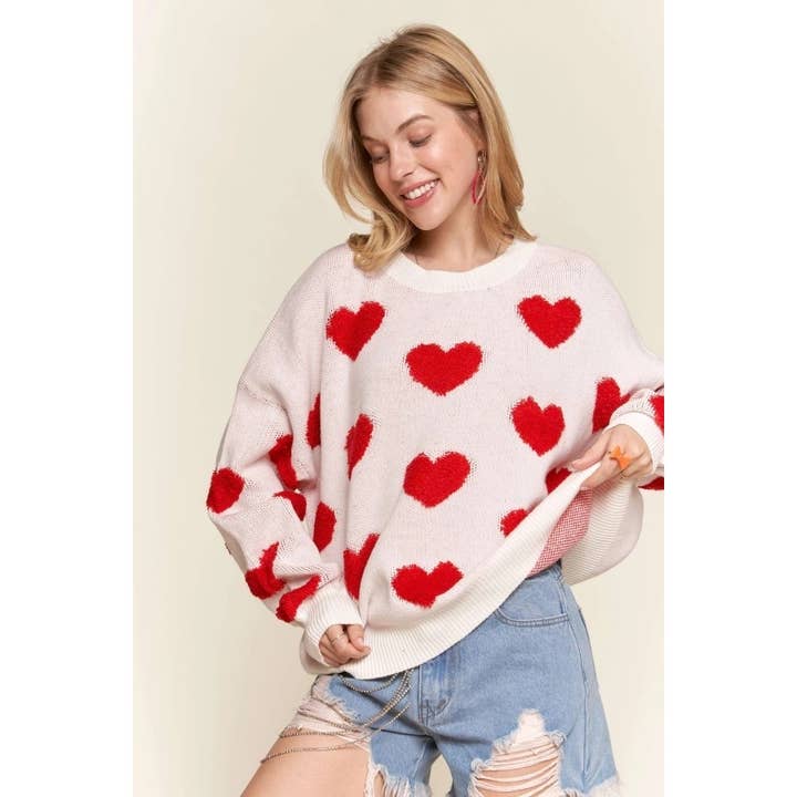 Blue Bunny Inc - Wholesale Knit Sweater - Women's - Cropped Button Down Sweater Cardigan Boho Floral Heart Patte