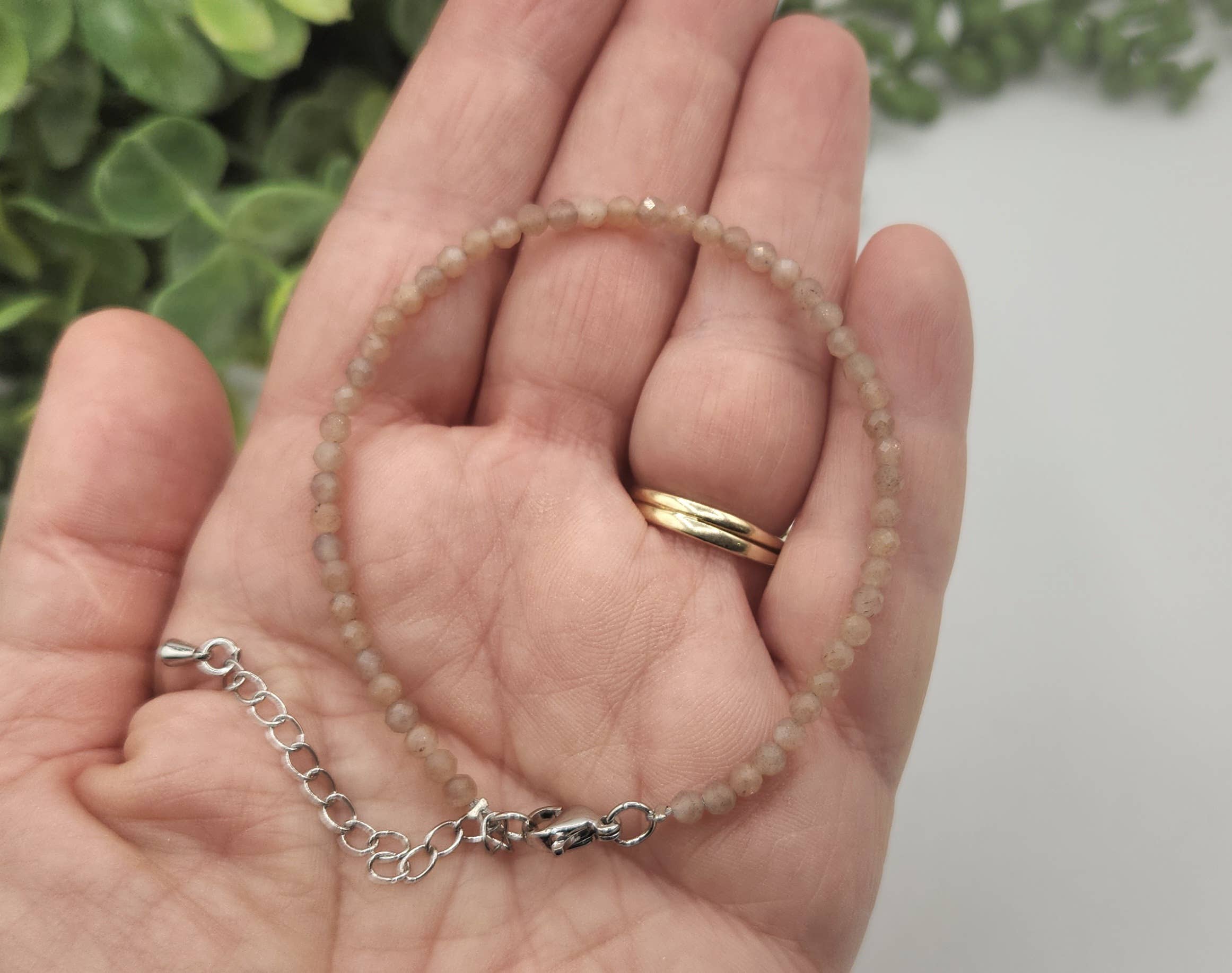 Meraki Gemstones - Wholesale Beaded Bracelet - Sunstone Bracelet Faceted 3MM w/Silver Color Clasp6