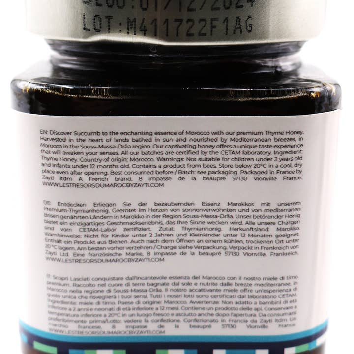 Zayti L.T.D.M – wholesale Honey – Thyme honey from Morocco 300g - A Rare and Unique Honey