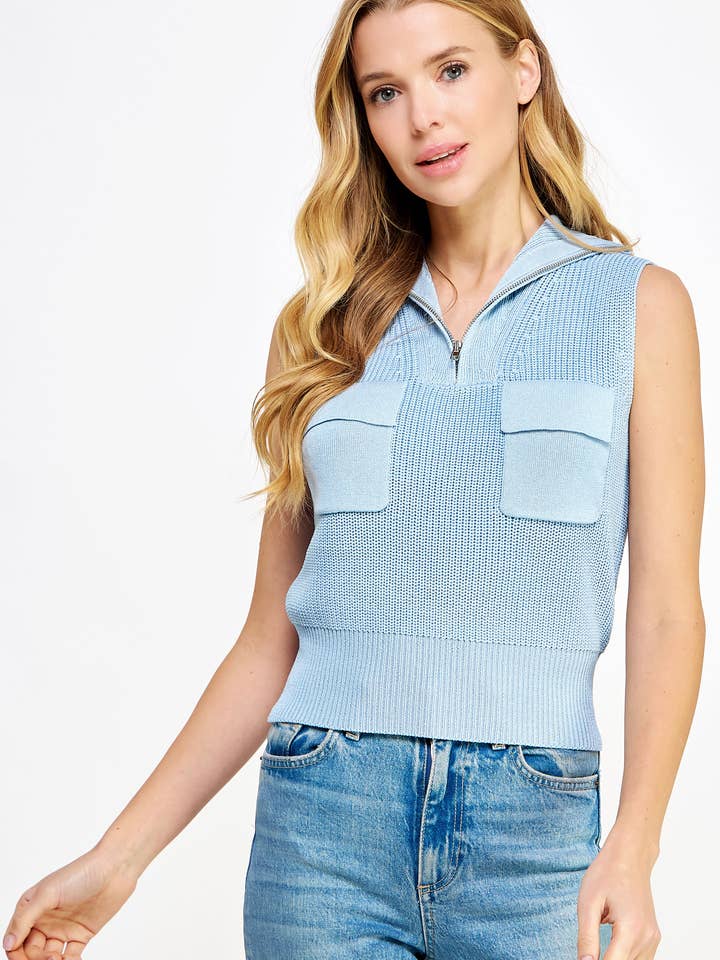 Débardeur zippé en tricot pour la vente par Strut & Bolt