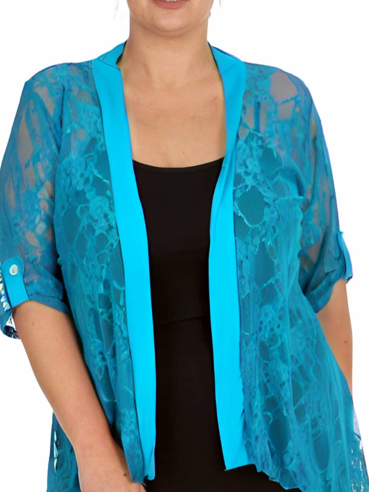 Cardigan Chic Brillant à Manches Boutonnées Diamante 3072 pour la vente par NOUVELLE