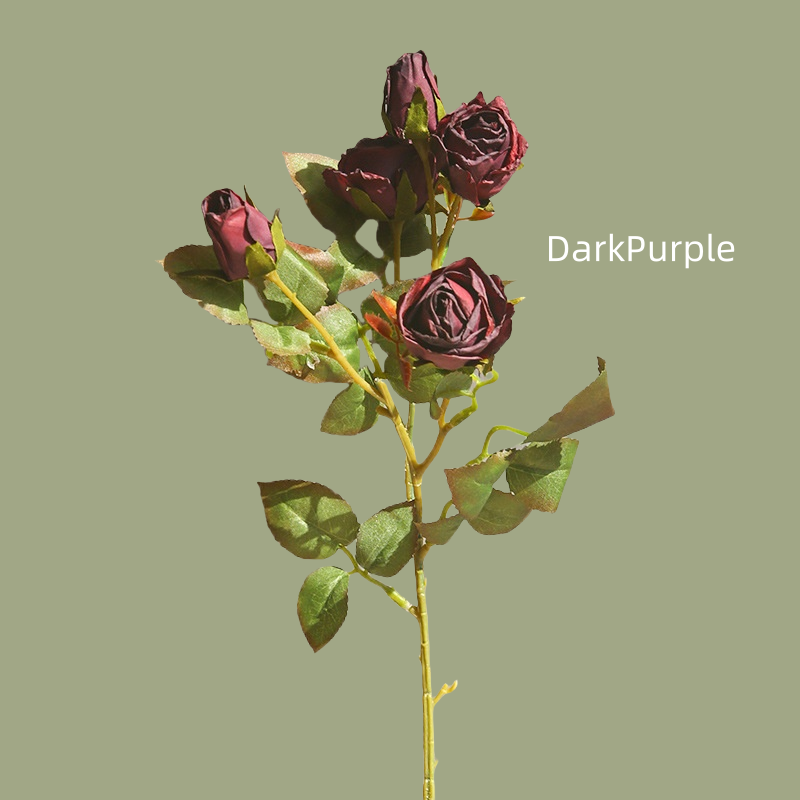 ACNITE(We cover U.S. import duties) – wholesale Artificial flowers – Artificial small rose flower,3 heads retro rose,faux flowers1