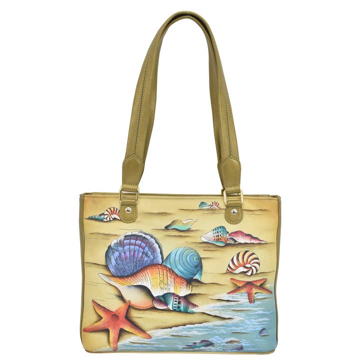 Hand-Painted Leather Medium Shopper - 677 for wholesale by Anuschka | Vanya Lara (USA)