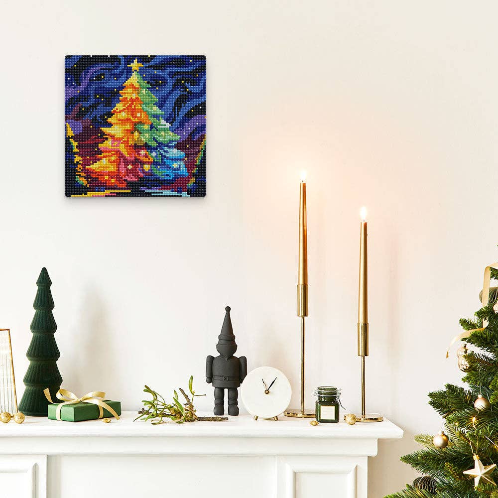 Figured'Art - Wholesale DIY craft kit - Mini Diamond Painting 25x25cm - Colourful Christmas Tree1