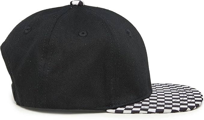 Funky Junque - Wholesale Kids Hat - Kids - Flat Brim Trucker Hat - Checker Brim - Black2