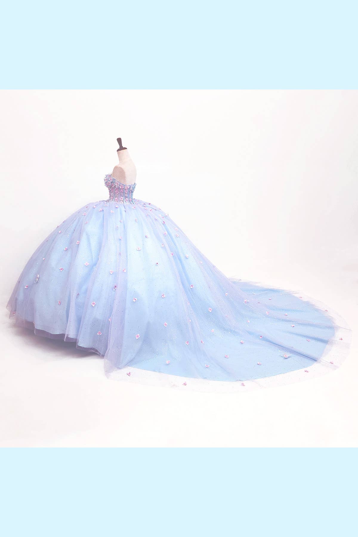 Bleu bébé/Lilas Robe de quinceañera bleu bébé avec fleurs lilas CHF3119 en vente sur Faire4