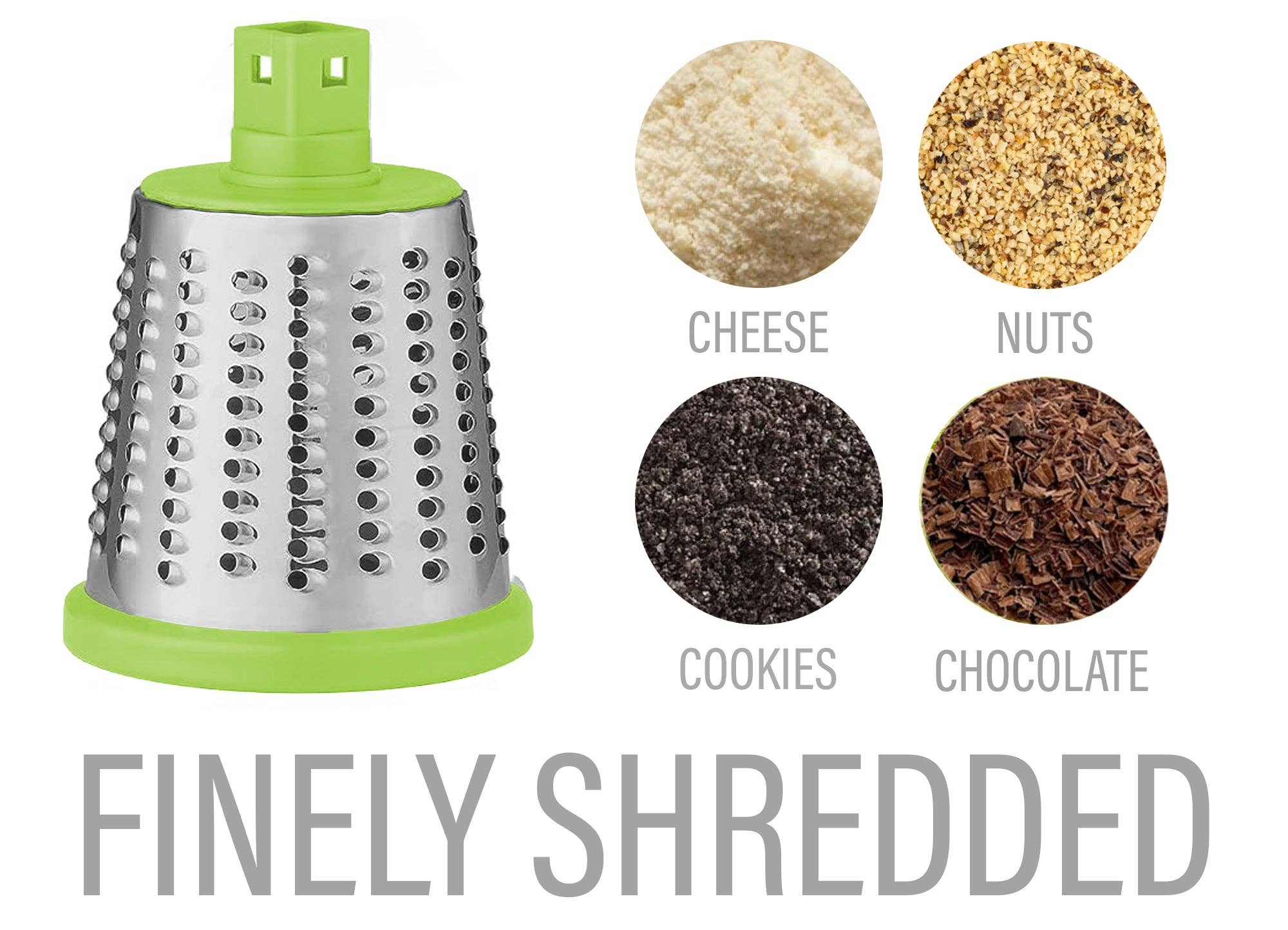 DE'VELO INC. - Vendita all'ingrosso Grattuge - Grattugia per Formaggio Rotante con Base a Ventosa e 3 Lame Intercambiabili23