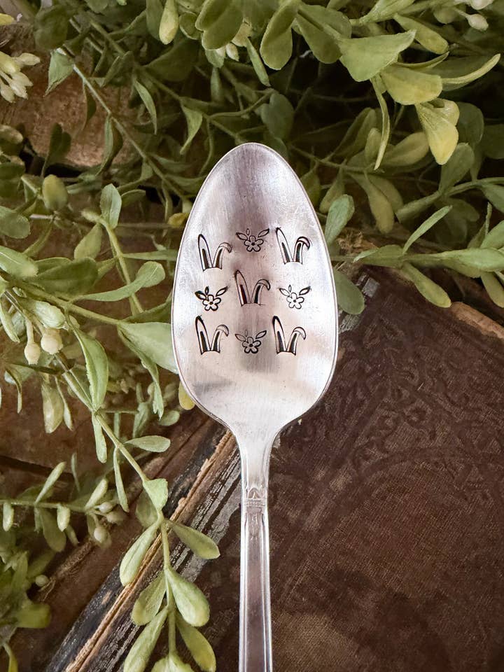 Bunny Ears and Flowers Vintage Stamped Spoon for wholesale by The Sassy Barn