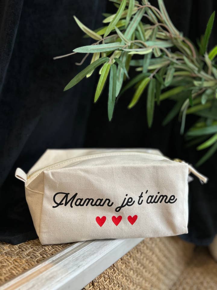 “Maman I love you” cube toilet bag - Mother's Day for wholesale by Toiles Chics
