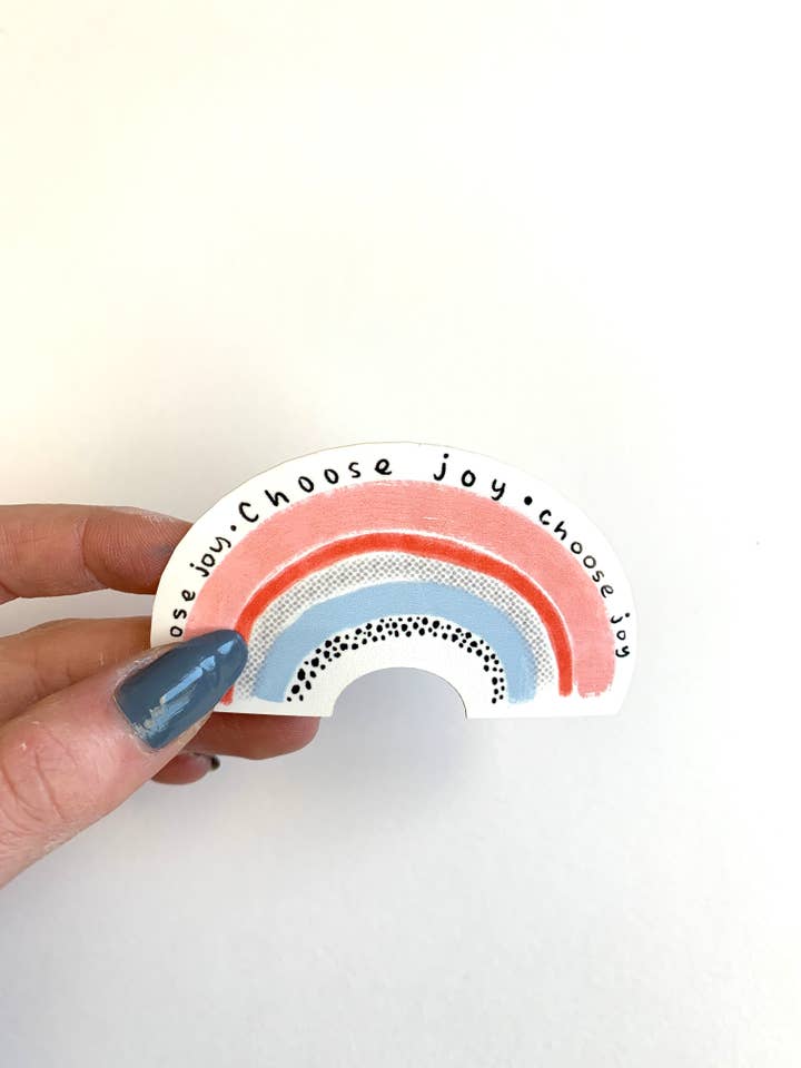 Waterproof Choose Joy Rainbow Sticker for wholesale by Little Rocks Design