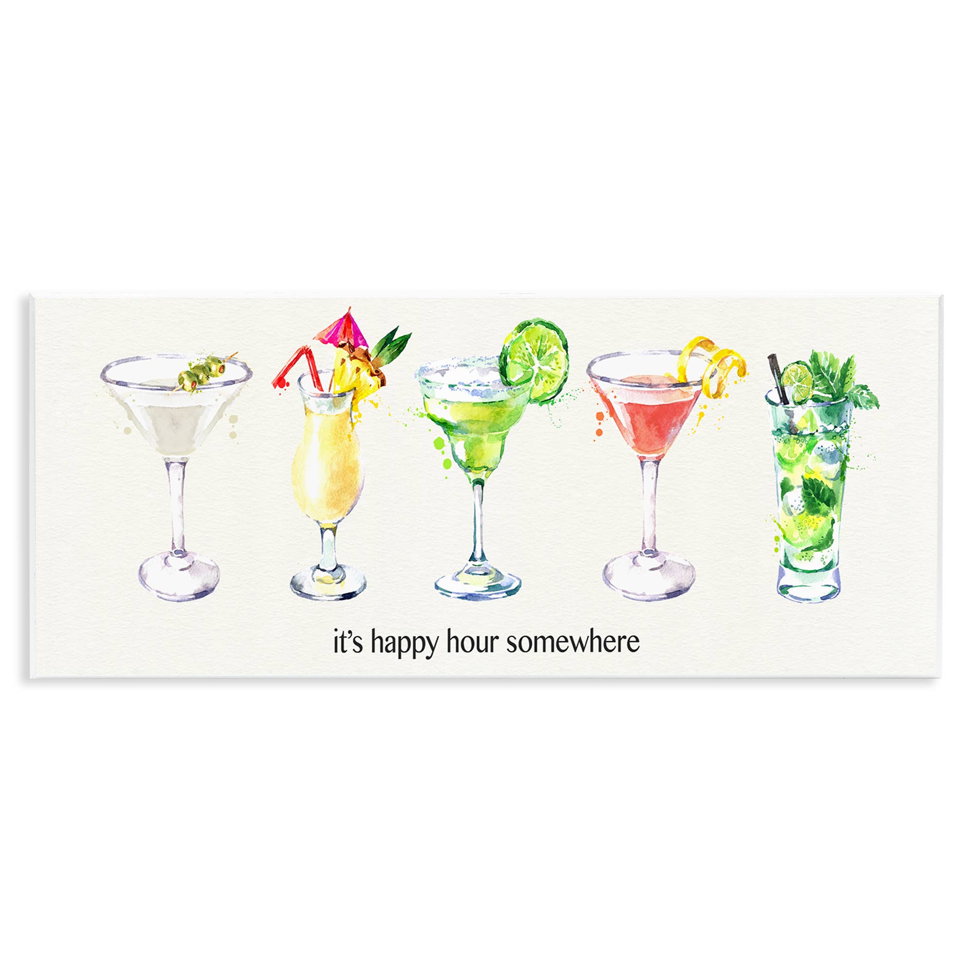 Stupell Industries – wholesale Wall sign – Happy Hour Somewhere Cocktails Wall Plaque0