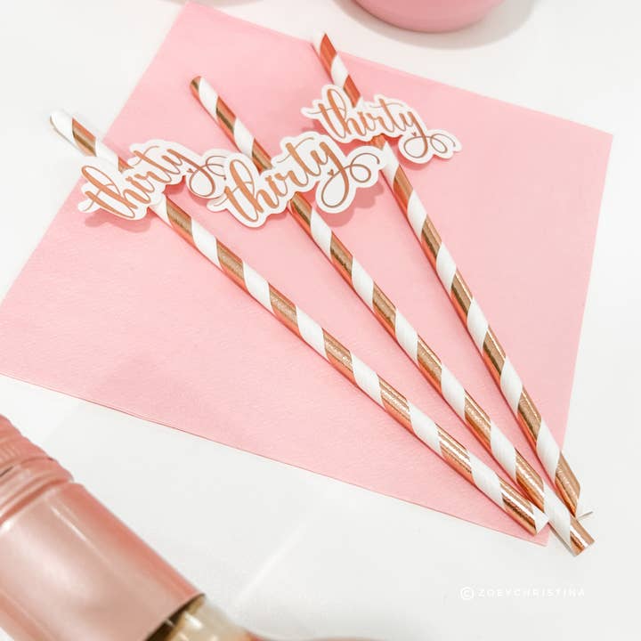 Zoey Christina - Wholesale Party Favor - Thirty Glitter Paper Straws (12-Pack) – 30th Birthday1