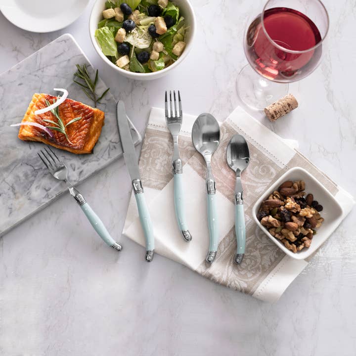 French Home - Wholesale Flatware Set - Laguiole Connoisseur 18/10 SS Misty Blue Flatware2