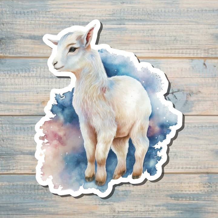 Baby Goat Watercolor, Die Cut Vinyl Sticker, Water Resistant, Farm Life, Love Animals, Barn Yard Mini |Sticker or Magnet for wholesale by Handmade by Marlayna