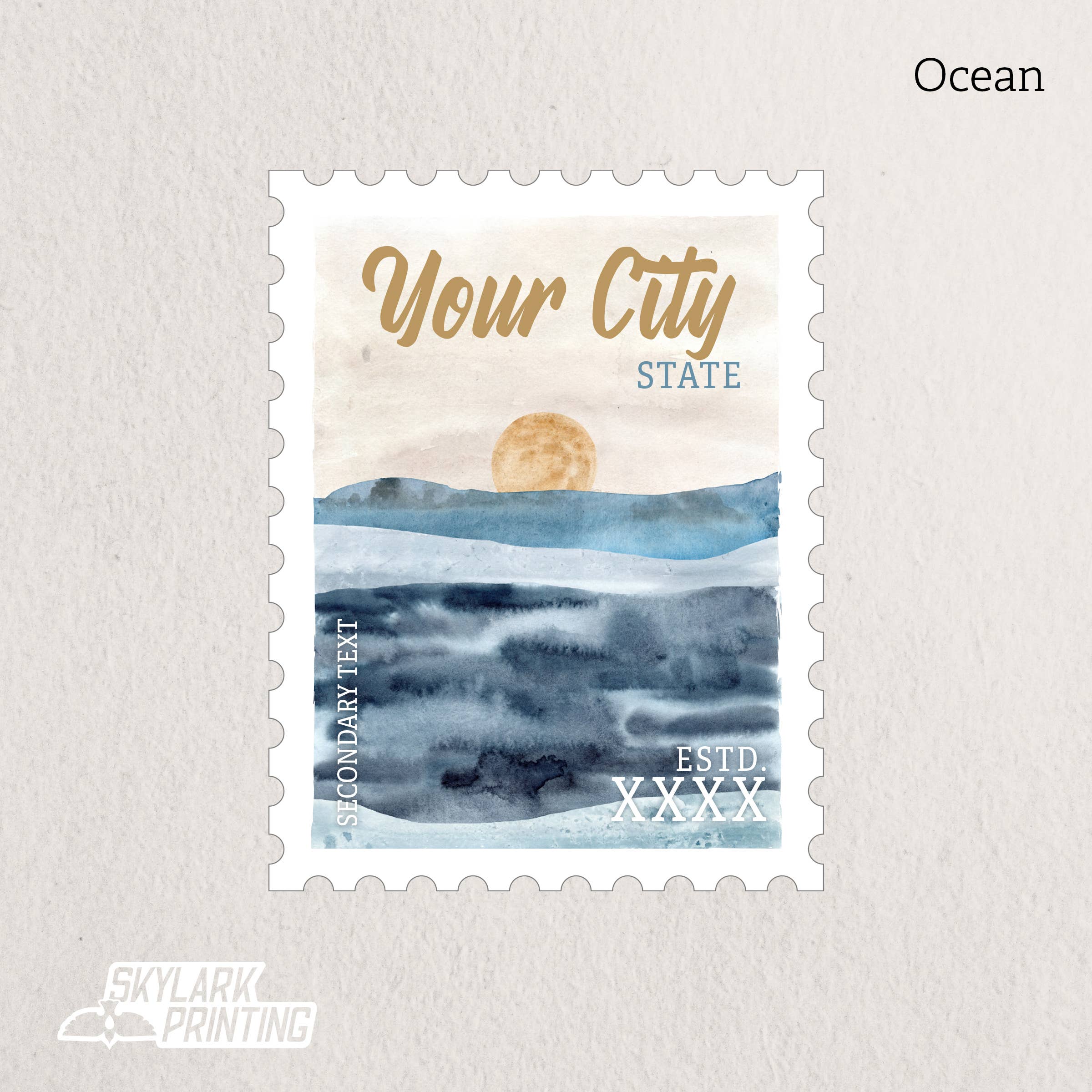 Skylark Printing - Wholesale Sticker - Custom Postage Stamp Souvenir Sticker with Your City, State4