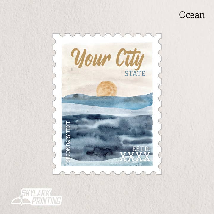 Skylark Printing - Wholesale Sticker - Custom Postage Stamp Souvenir Sticker with Your City, State4
