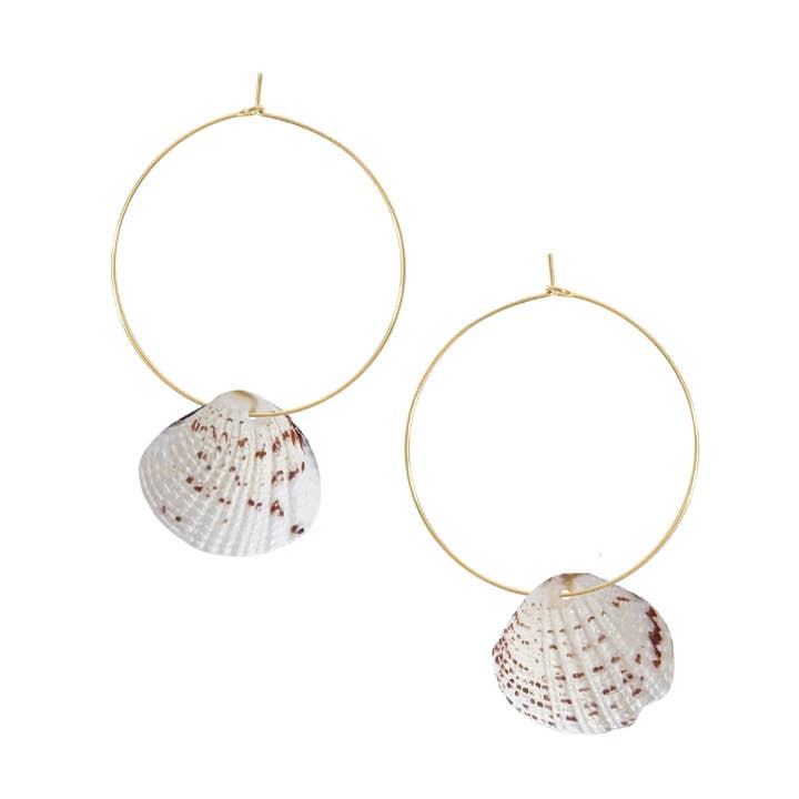 Natural Shell Hoop Earrings for wholesale by Mint + Sky