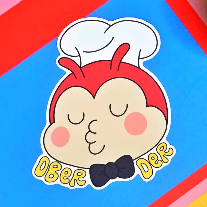 Filipino Jollibee-Inspired Funny Kawaii Vinyl Sticker for wholesale by Cuddle & Doodle