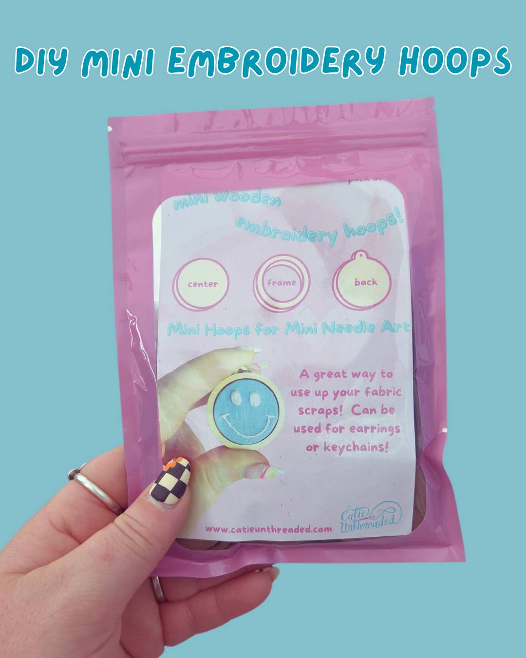 Catie Unthreaded - Wholesale DIY craft kit - DIY Mini Hoop Kits in Walnut