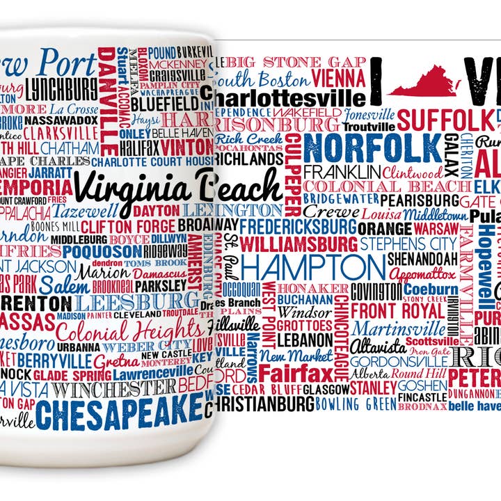 Cities of Virginia State Mug for wholesale by Nelson Gifts Wholesale