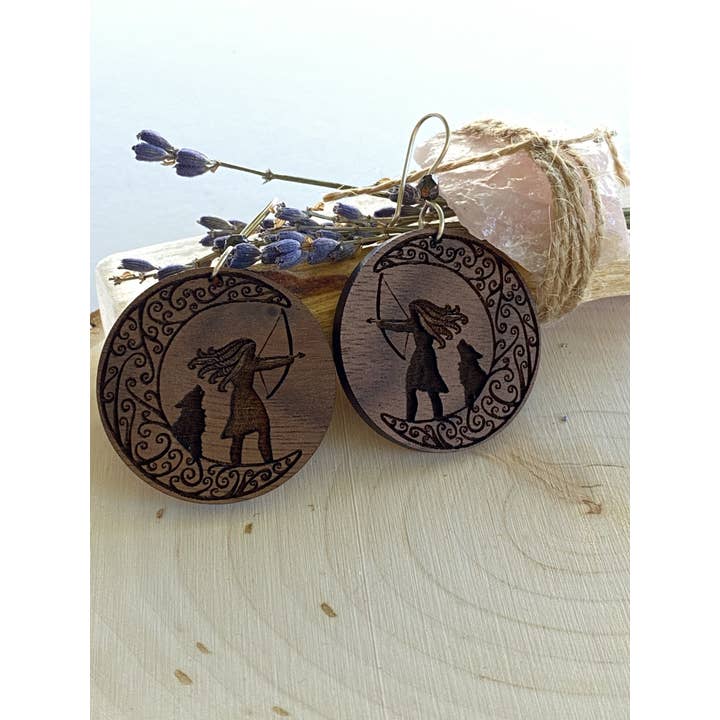 Violet Lotus - Wholesale Dangle Earrings - Yoga Jewelry | Artemis Goddess Wooden Earrings2