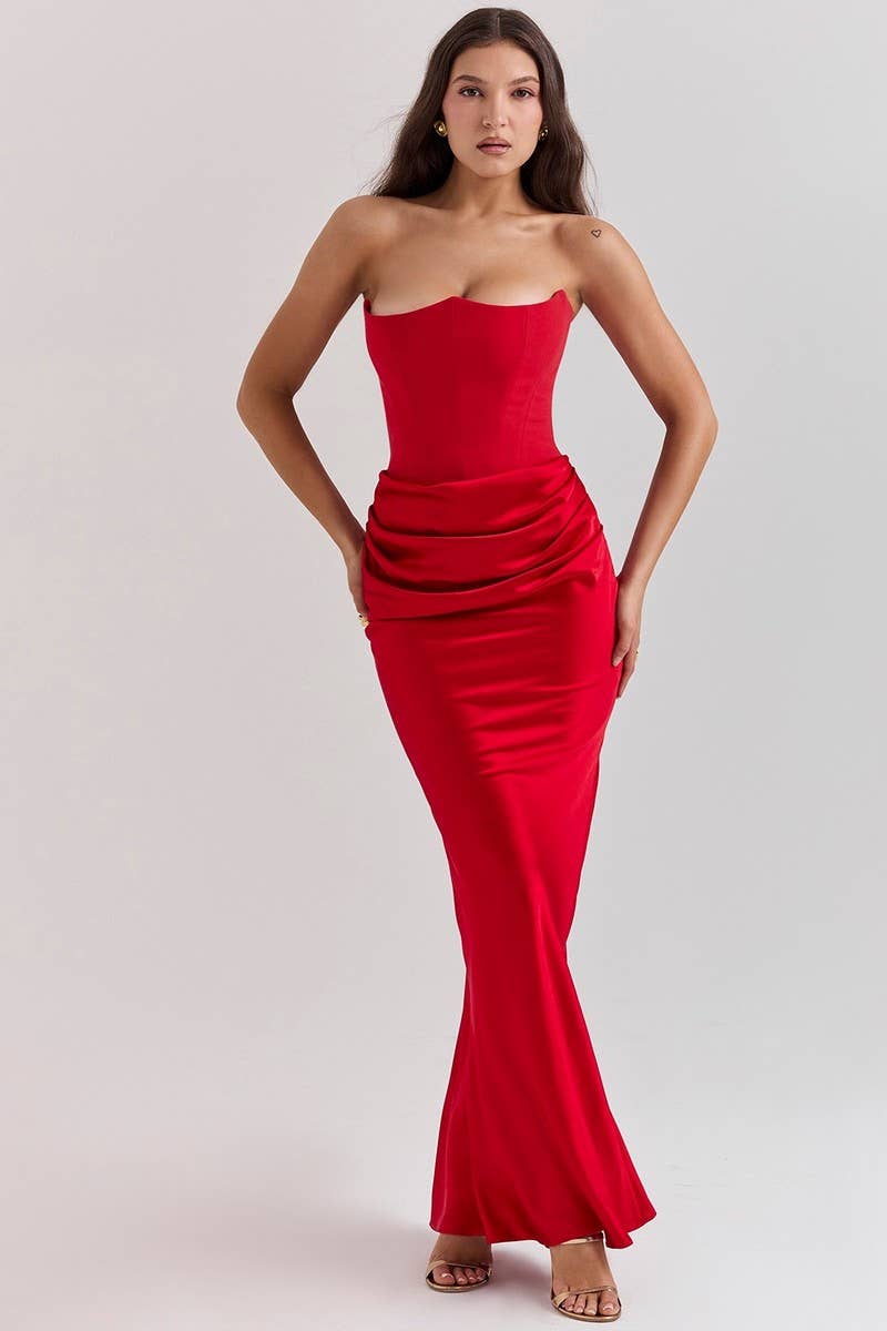 NINEXIS - Wholesale Dress - Women's - CWDMD5492_STRAPLESS BONED FITTED SOLID COLOR MERMAID DRESS7