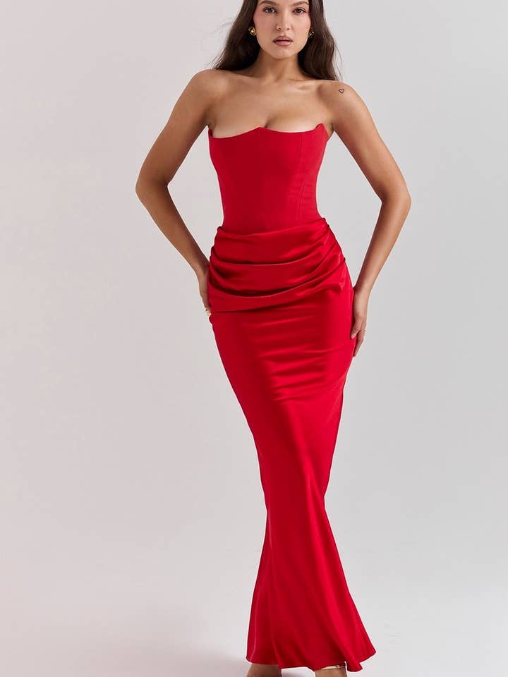 NINEXIS - Wholesale Dress - Women's - CWDMD5492_STRAPLESS BONED FITTED SOLID COLOR MERMAID DRESS7