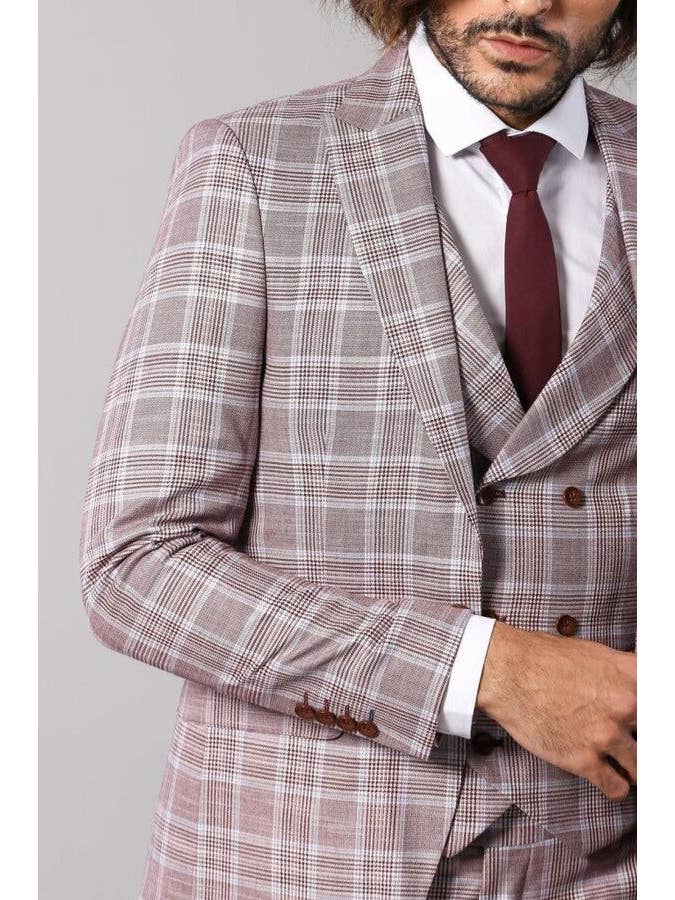 Bourgogne Costume italien cintré à carreaux bordeaux - Wessi en vente sur Faire1