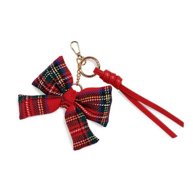 PLAID BOW BAG CHARM/KEY RING for wholesale by Shiraleah