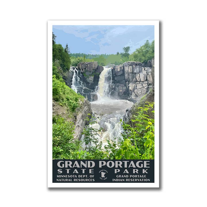 Affiche du parc d'État de Grand Portage-WPA (Pigeon River High Falls) - WS pour la vente par Just Go Travel Studios