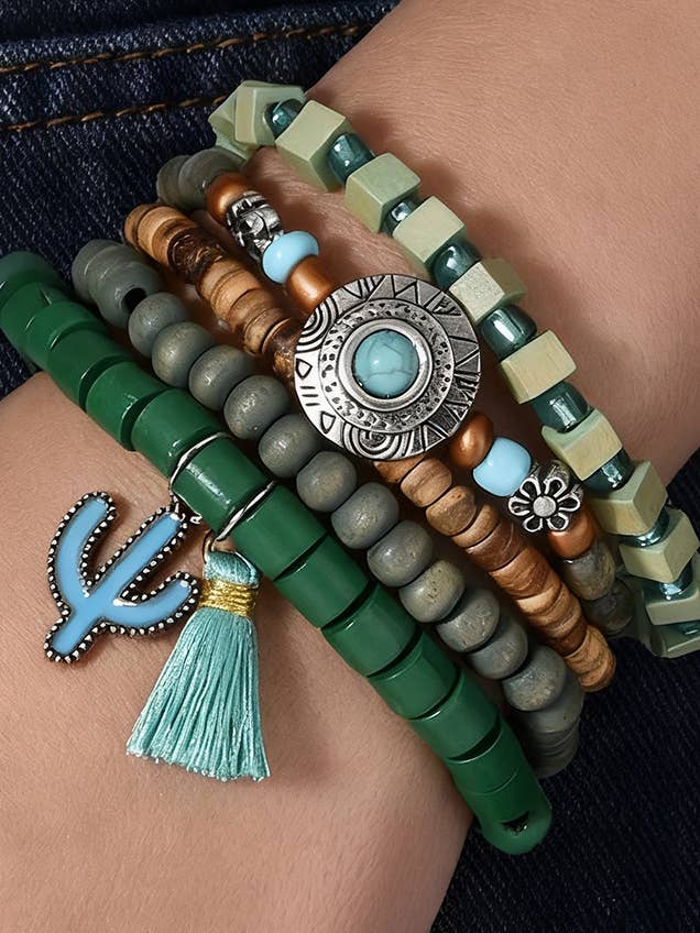 Boho-Perlenarmband-Set - Kaktus- & Western-Charme-Stapel für den Großhandel von Islandhaze