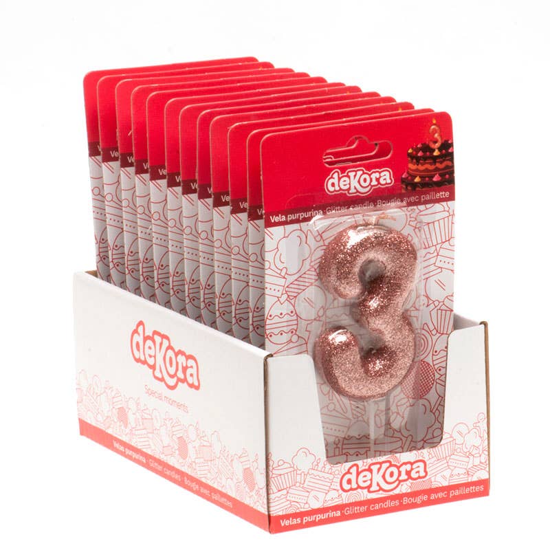 Birthday candle for cakes with pink glitter for wholesale on Faire8