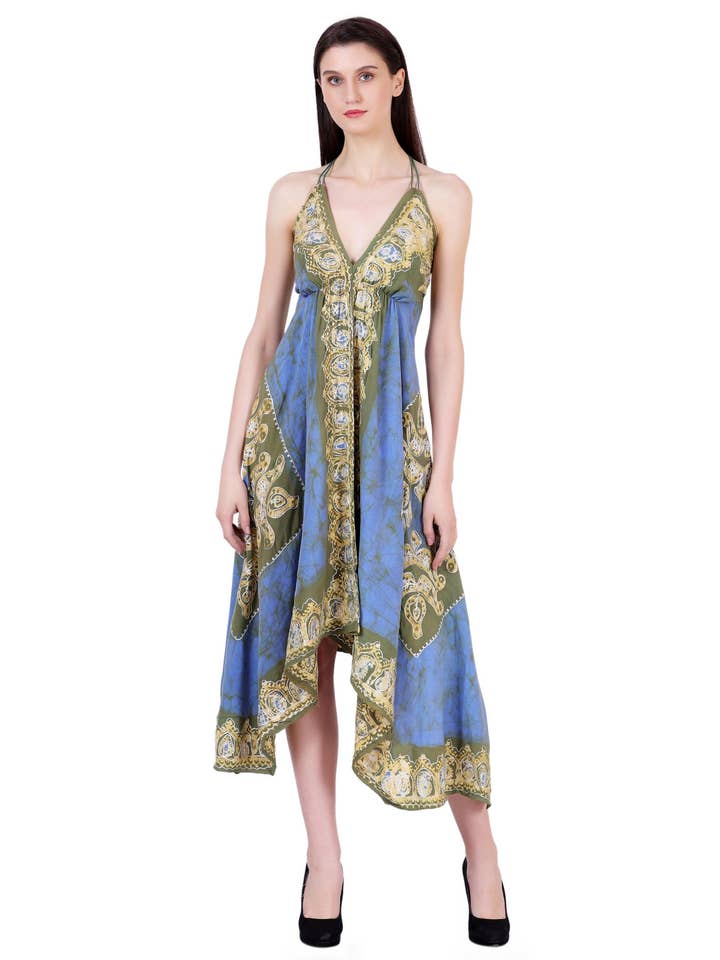 Advance Apparels – wholesale Dress – Women's – Batik Scarf Dress Elastic Back 145824