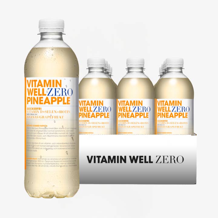 Vitamin Well Zero Ananas 500 ml (12-pak) for engroshandel hos Nordic Refreshment